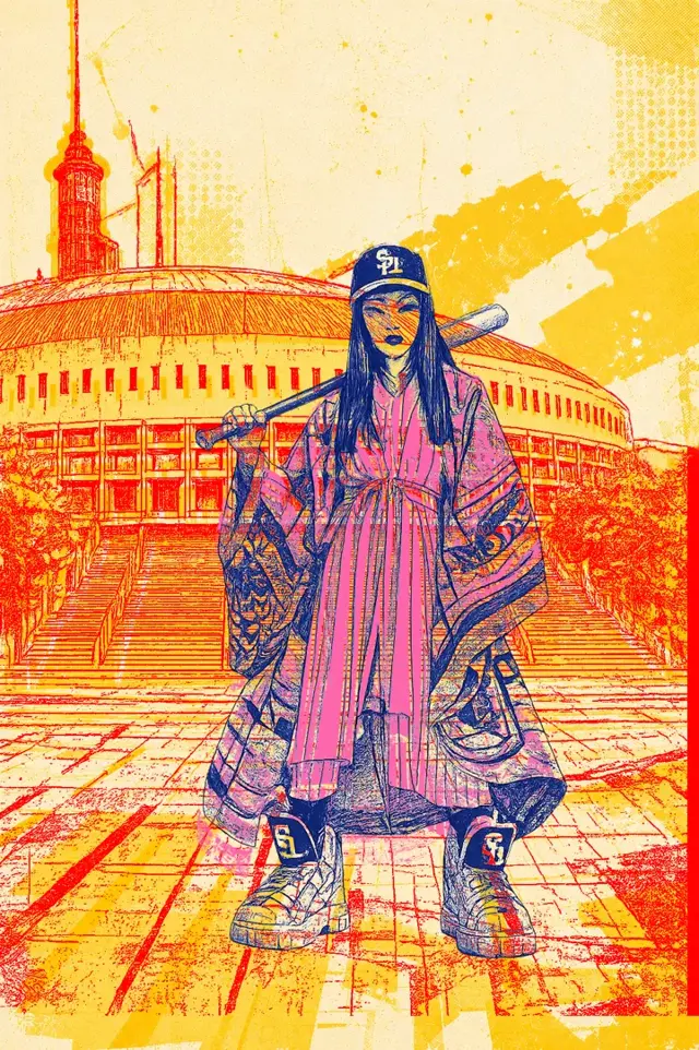 SoftBank Girl — final riso composition